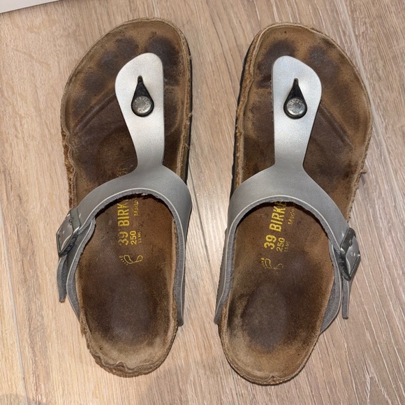 Silver Gizeh Birkenstock Sandals - Picture 2 of 7